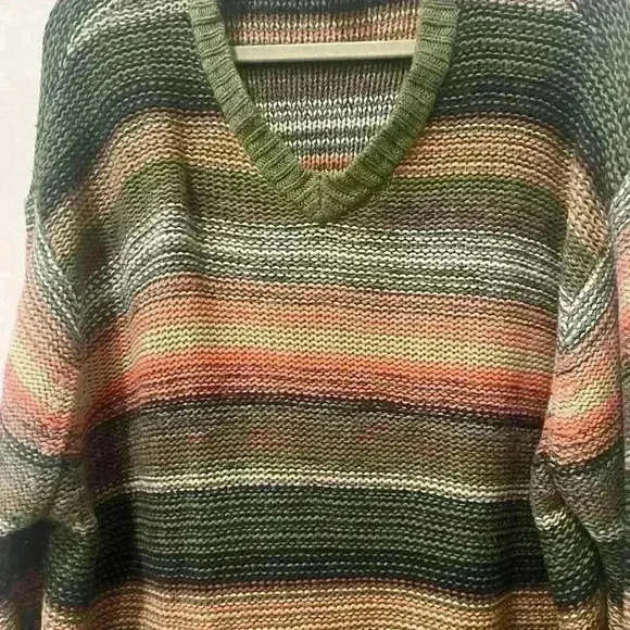 Norm Thompson Escape From The Ordinary VNeck Striped Sweater Womens XL - Picture 8 of 10
